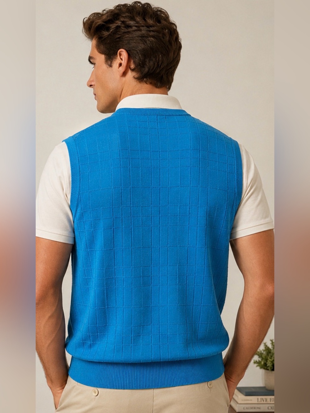 Alan Flusser 100% Silk Textured Sweater Vest Men’s Large NWT Turquoise Luxur Y2K - Picture 2 of 10